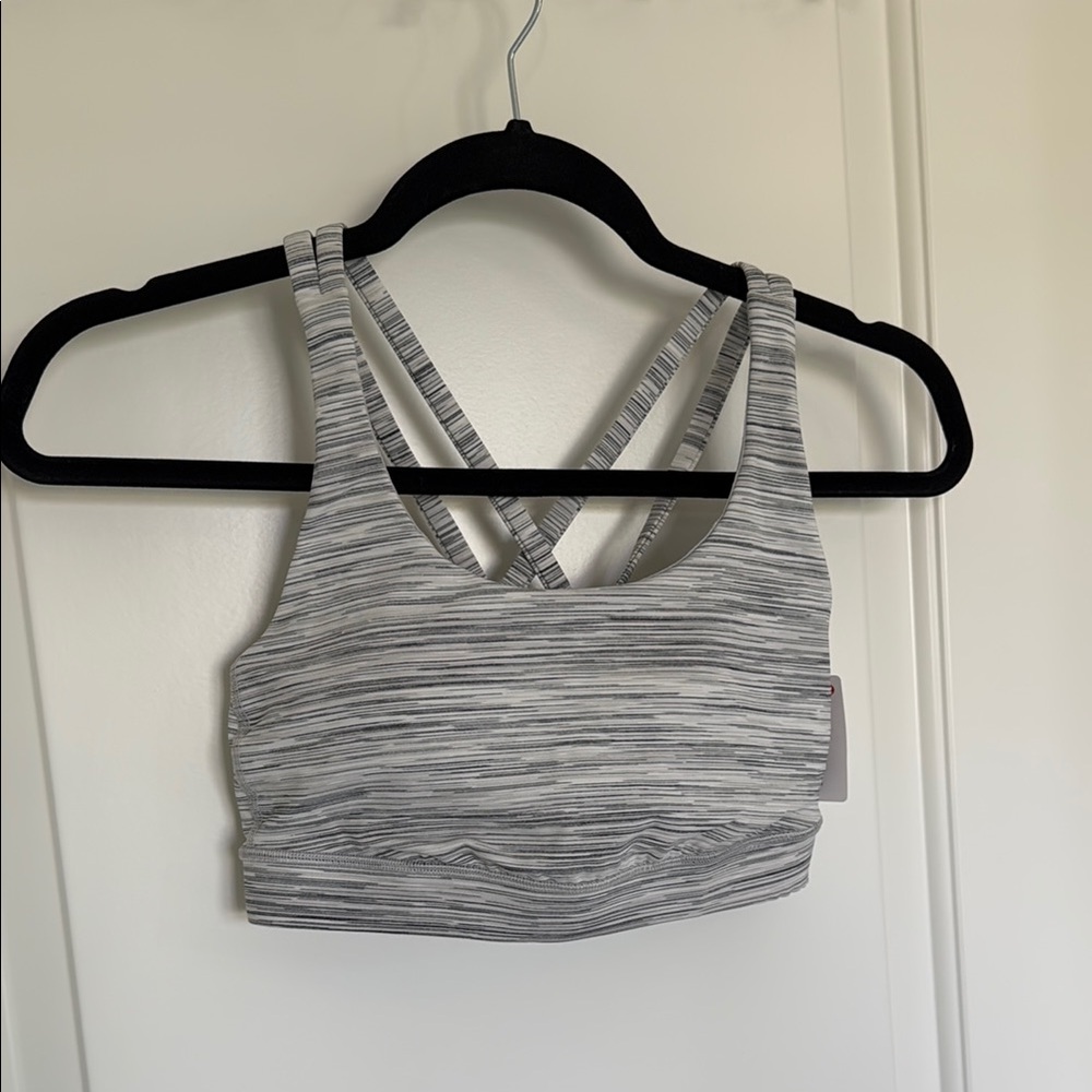 Striped Gray Sports Bra